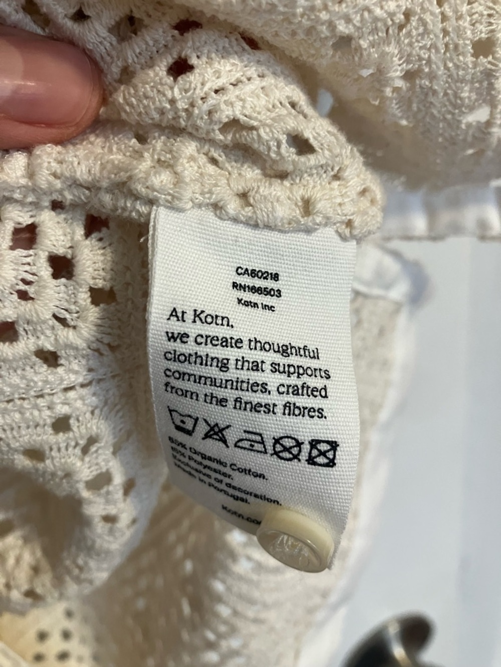 KOTN Gharam Cream Crochet Unisex Button-Up Shirt - Picture 9 of 9